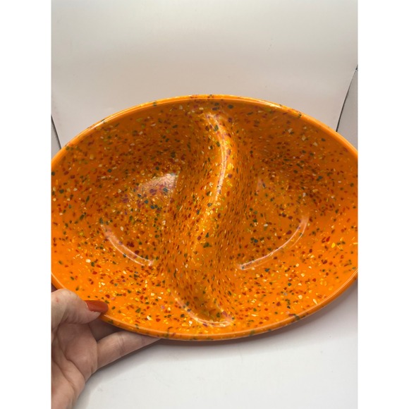 Retro Orange Confetti Melamine Divided Serving Dish Bowl MCM Kitchenware - Picture 2 of 6